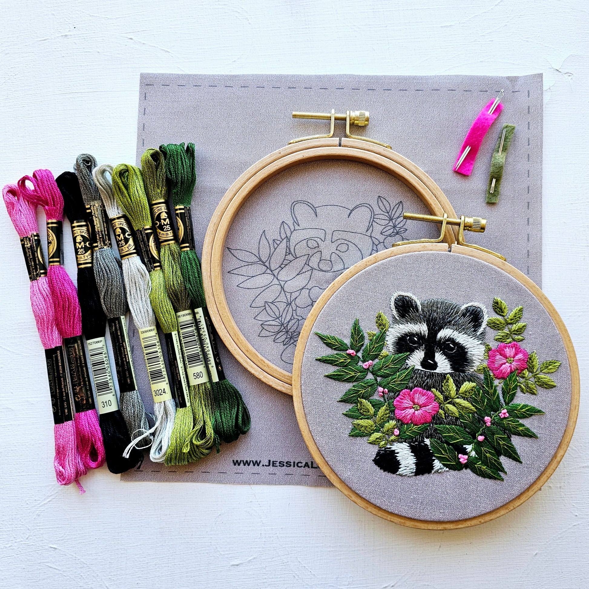 Raccoon embroidery kit â jessica long embroidery