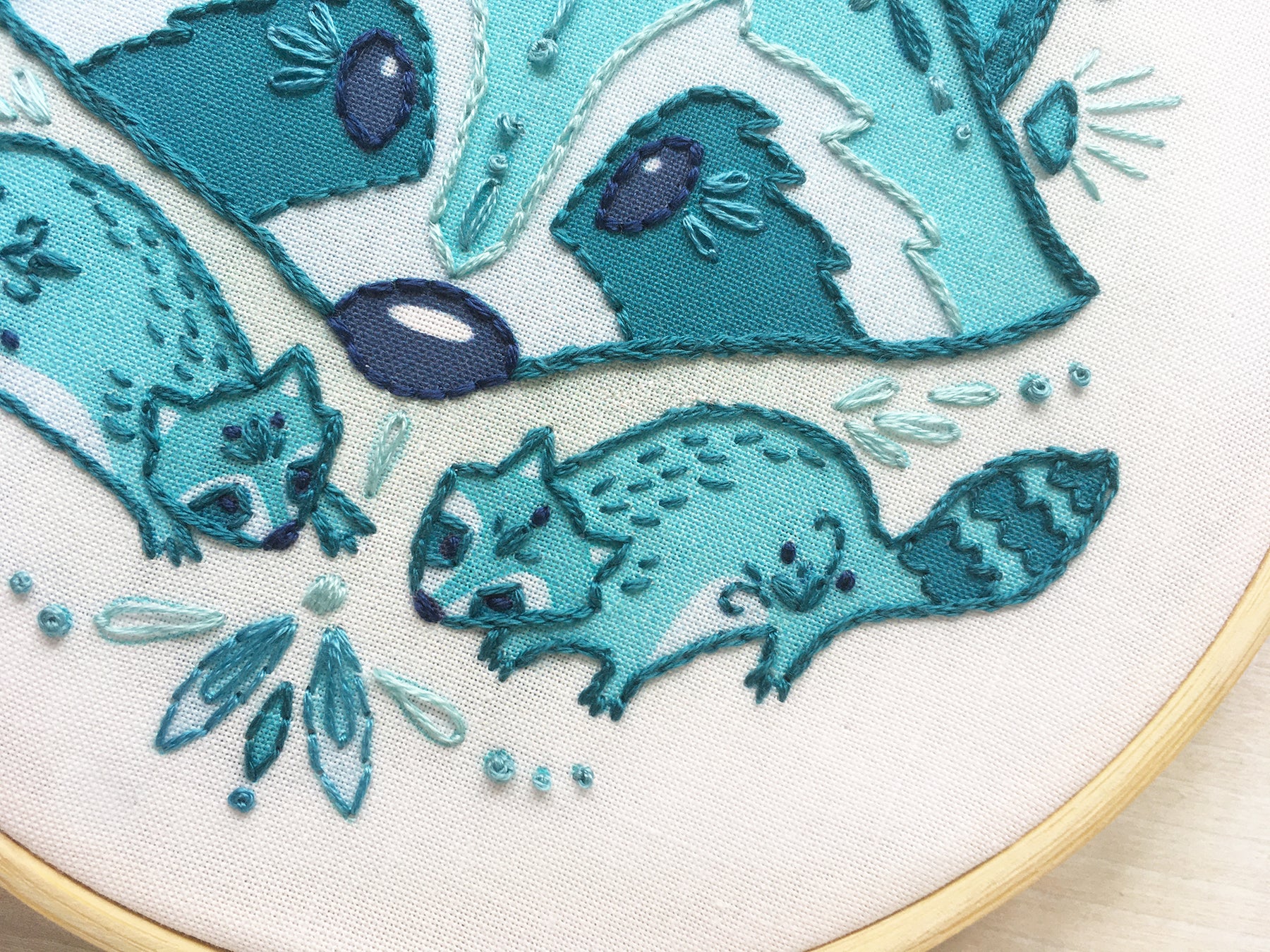 Blue raccoon hand embroidery pattern download â little dear shop