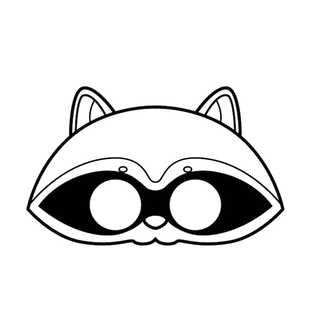 Premium vector raccoon mask with eye slits outline for coloring on a white background
