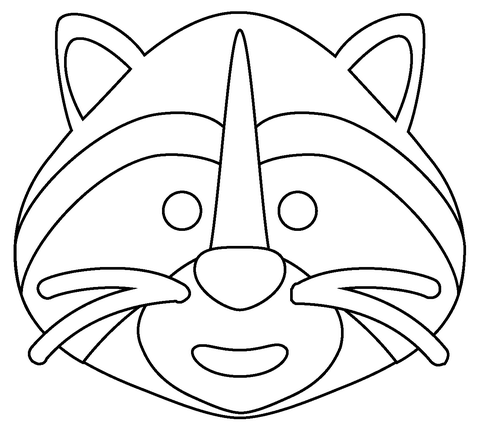 Raccoon face emoji coloring page free printable coloring pages