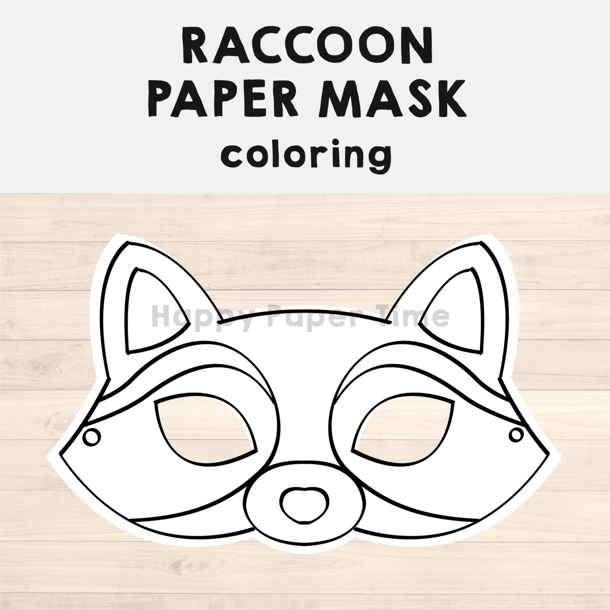 Raccoon paper mask printable woodland forest animal coloring craft activity made by teachers