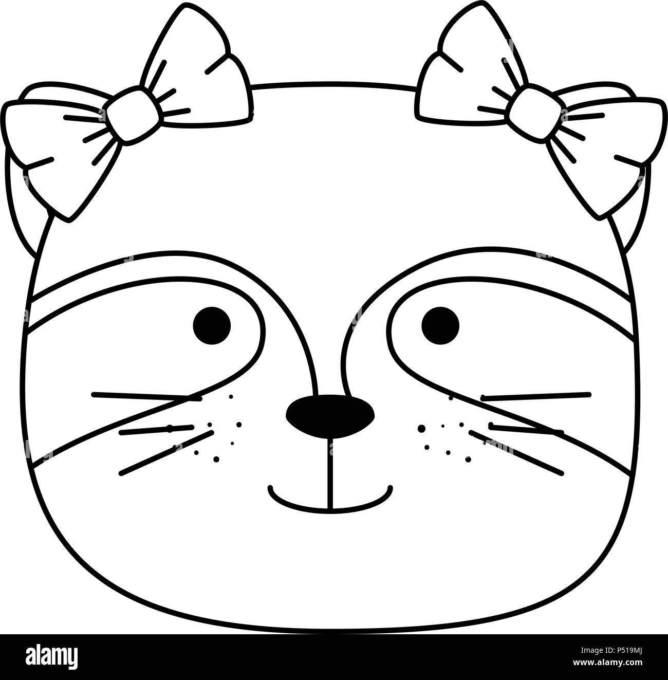 Cute cartoon raccoon black and white stock photos images
