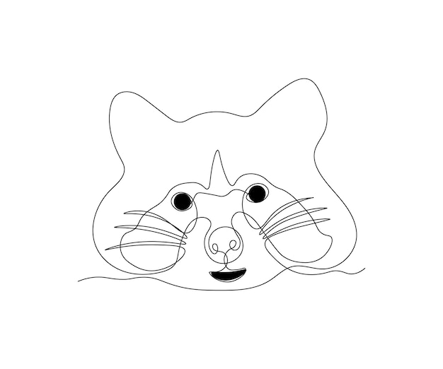 Premium vector abstract raccoon face continuous one line drawing