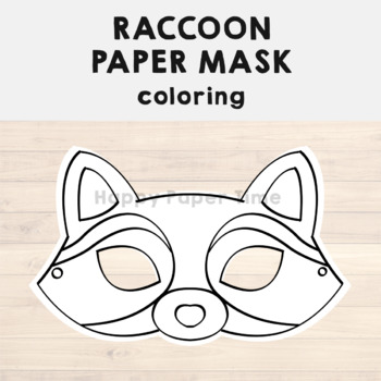 Raccoon paper mask printable woodland forest animal coloring craft activity