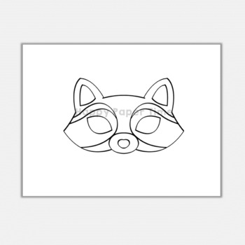 Raccoon paper mask printable woodland forest animal coloring craft activity