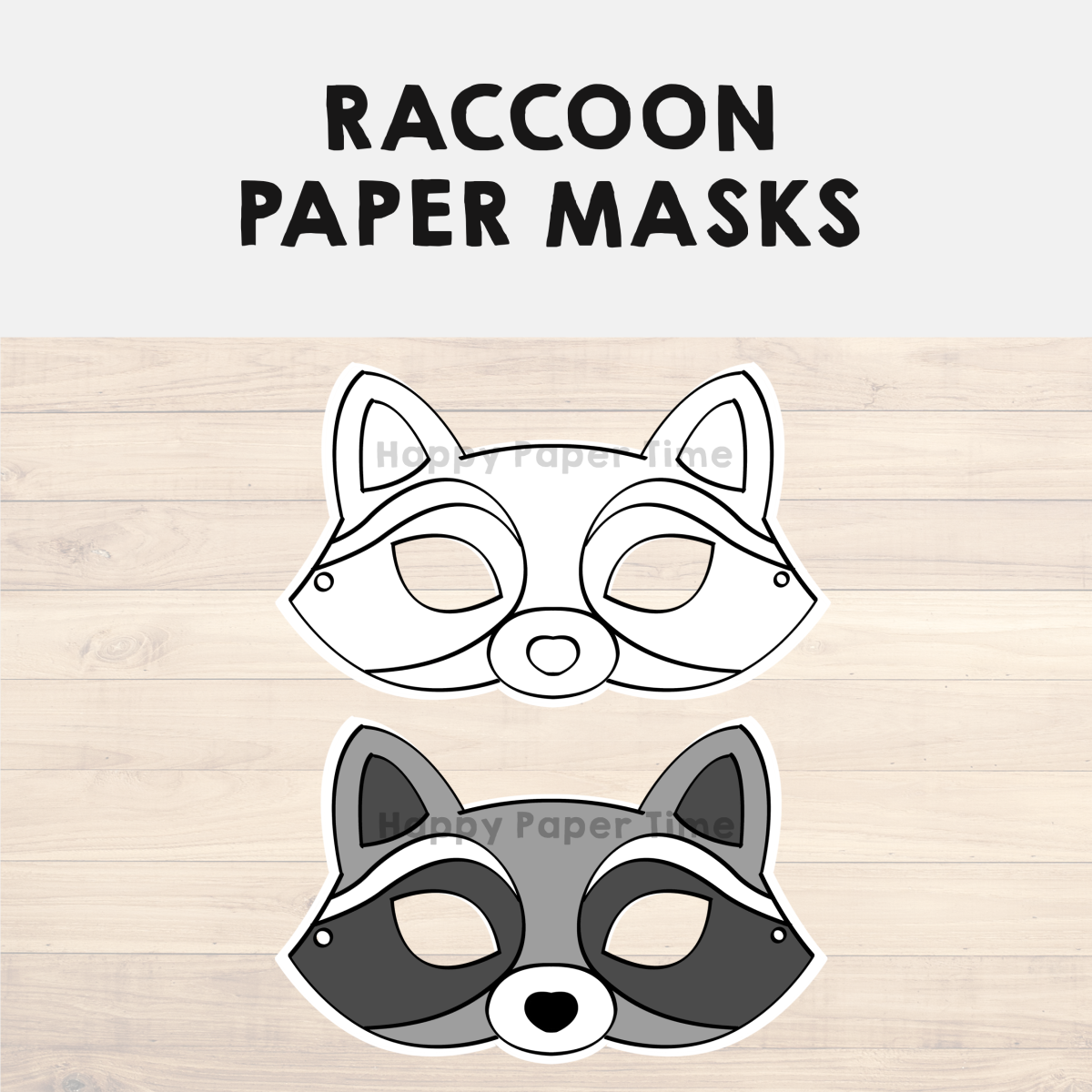 Raccoon paper mask printable woodland forest animal coloring craft activity made by teachers