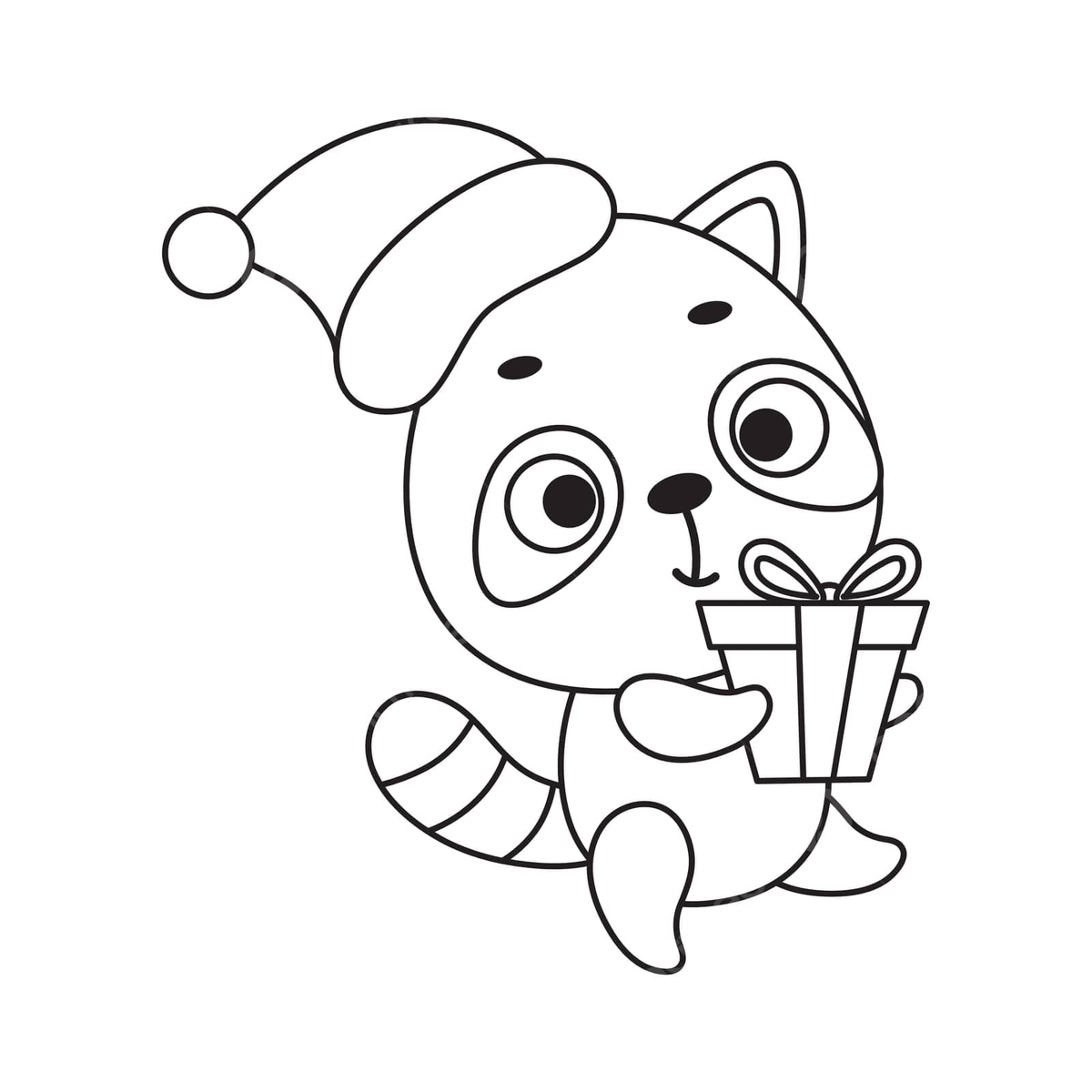 Giftcarrying raccoon coloring page for kids book print box vector car drawing book drawing raccoon drawing png and vector with transparent background for free download