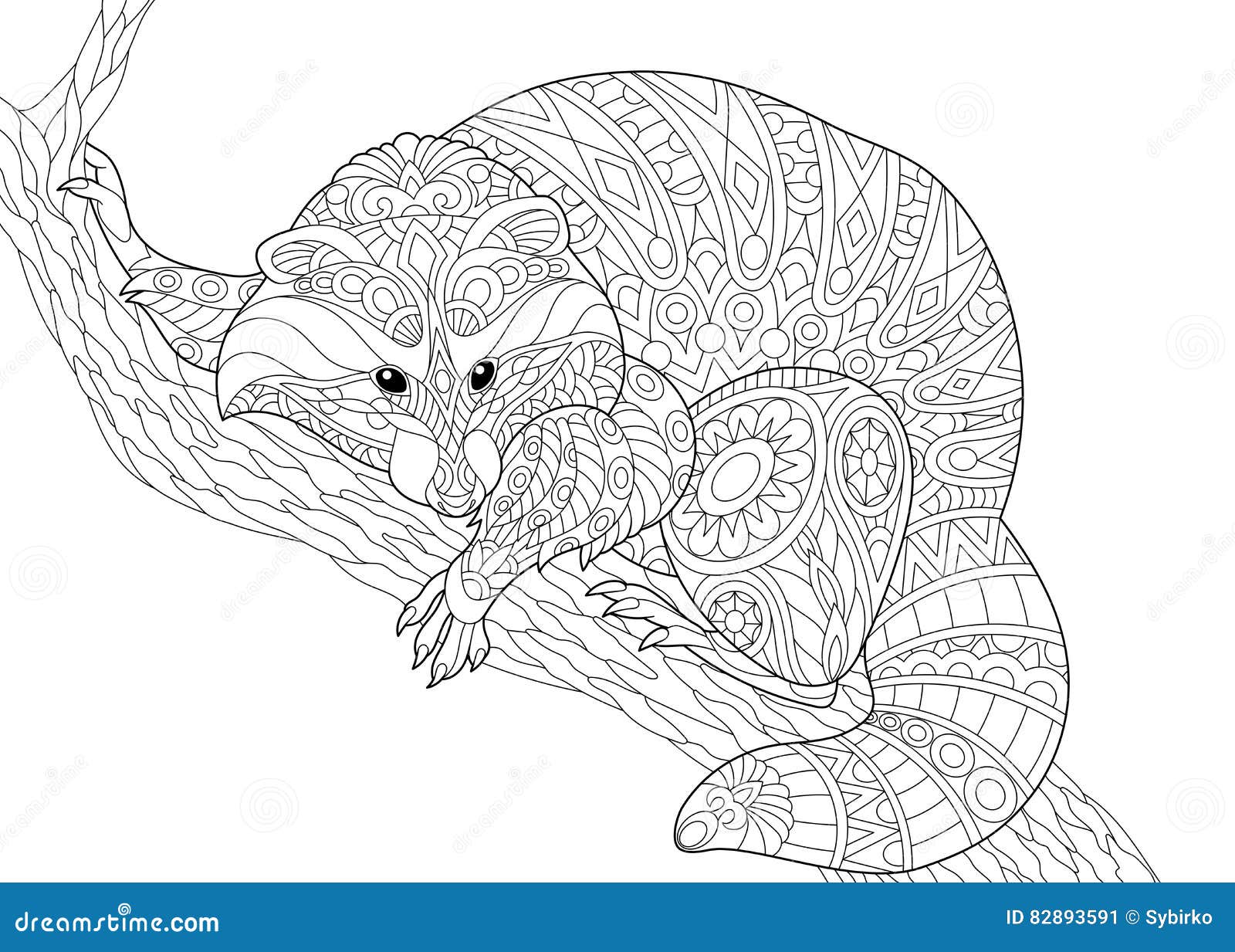 Zentangle stylized raccoon stock vector illustration of eyes