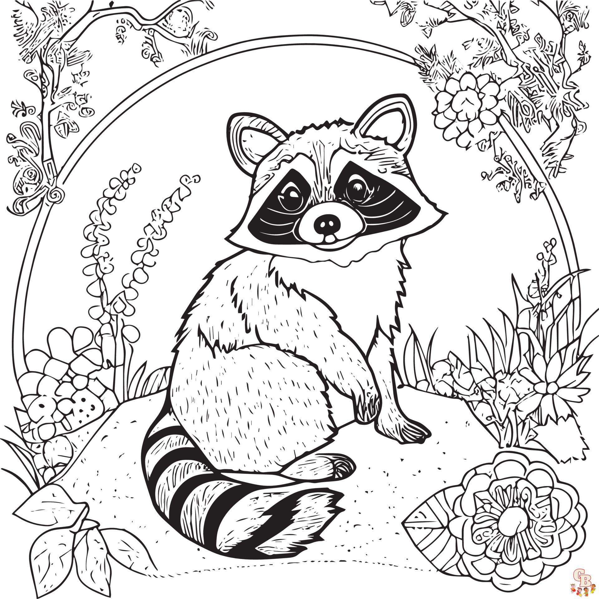 Enjoy free and printable raccoon coloring pages on