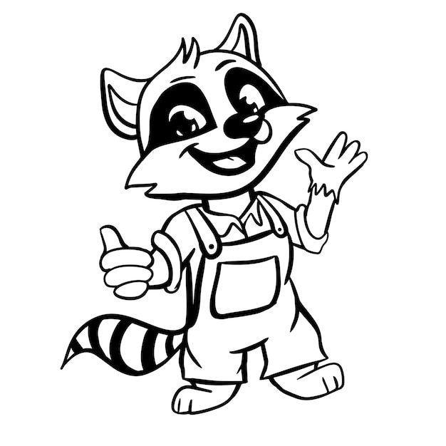 Premium vector funny cute raccoon kids coloring pages vector