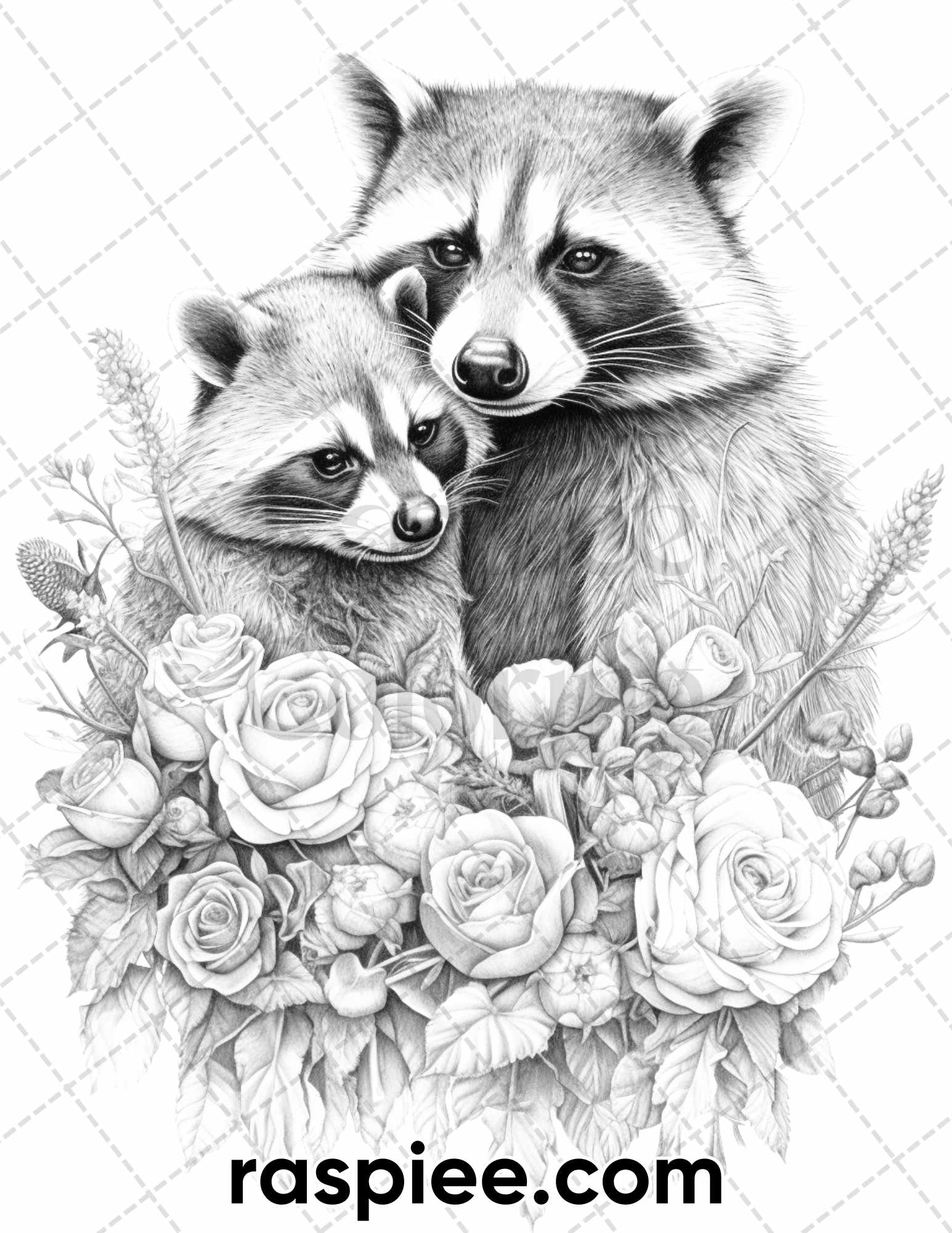 Floral animal couple grayscale coloring pages for adults printable â coloring