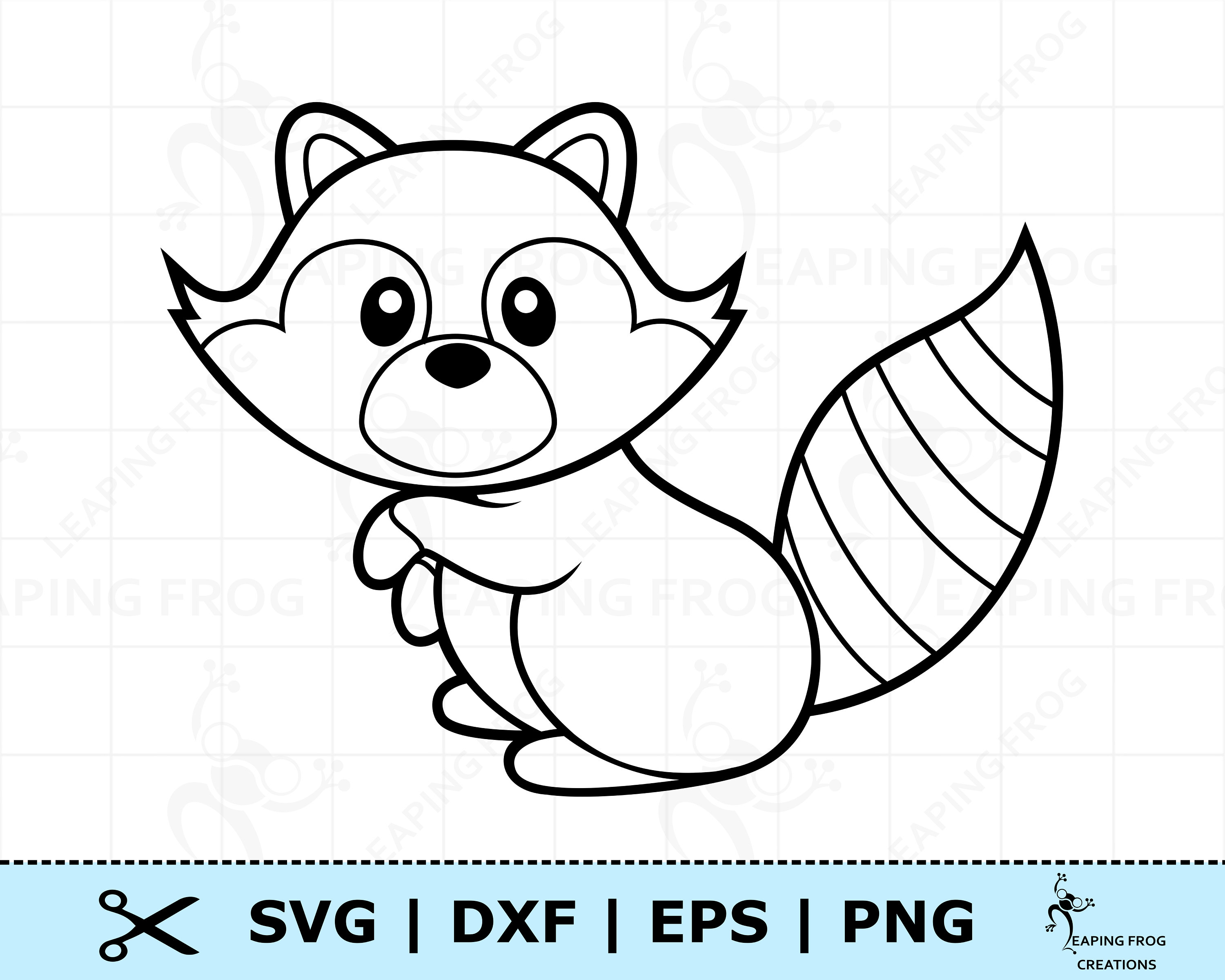 Cute raccoon svg png dxf eps raccoon digital download cricut silhouette cut files outline stencil coloring page clipart