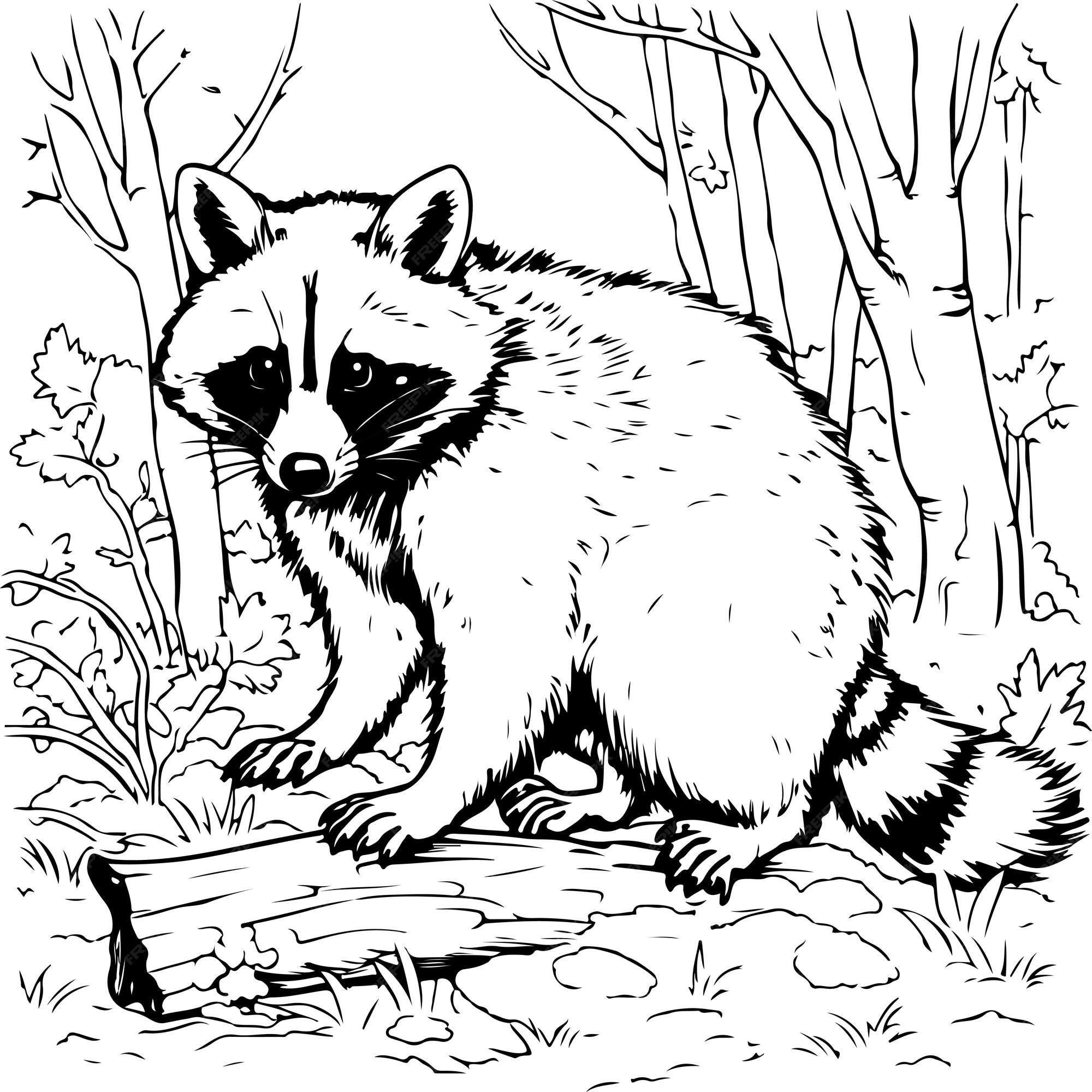 Premium vector raccoon coloring page