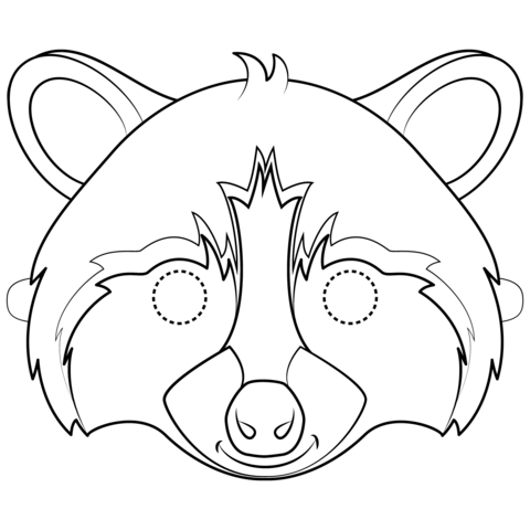 Raccoon mask coloring page free printable coloring pages