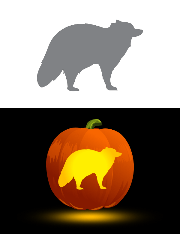 Printable raccoon pumpkin stencil