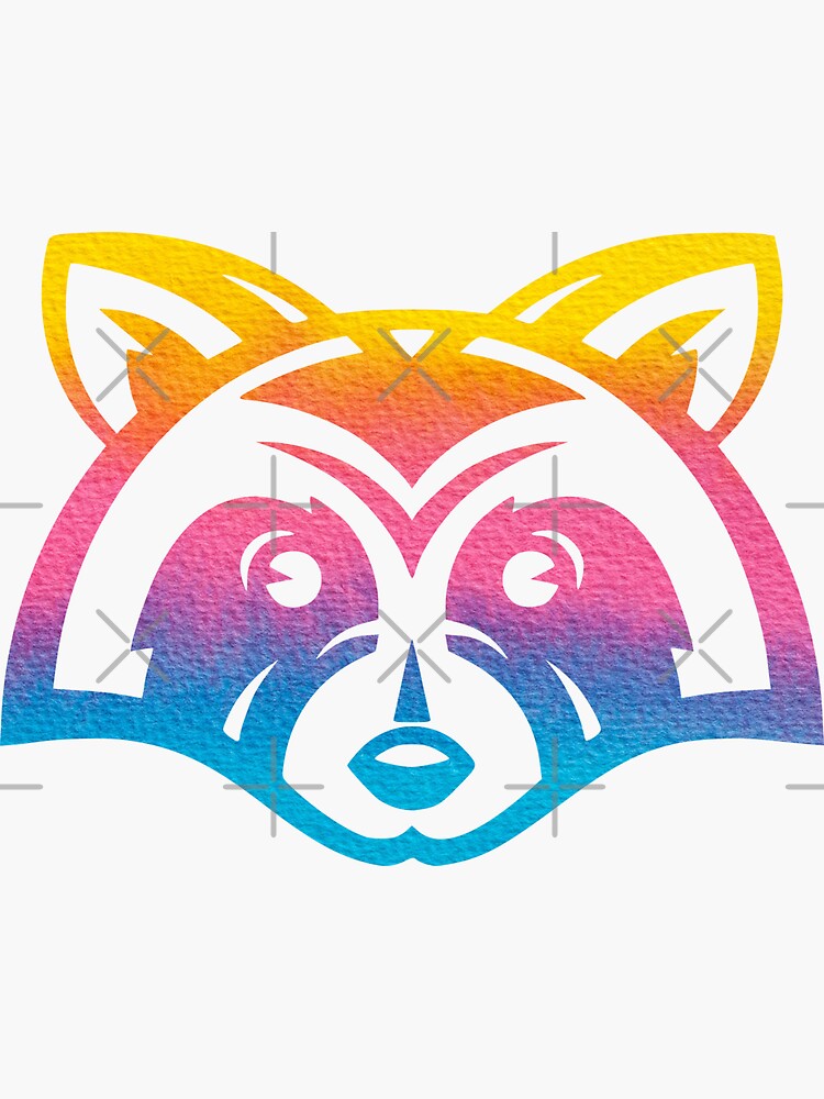 Colourful raccoon stencil sticker for sale by wildgeometric