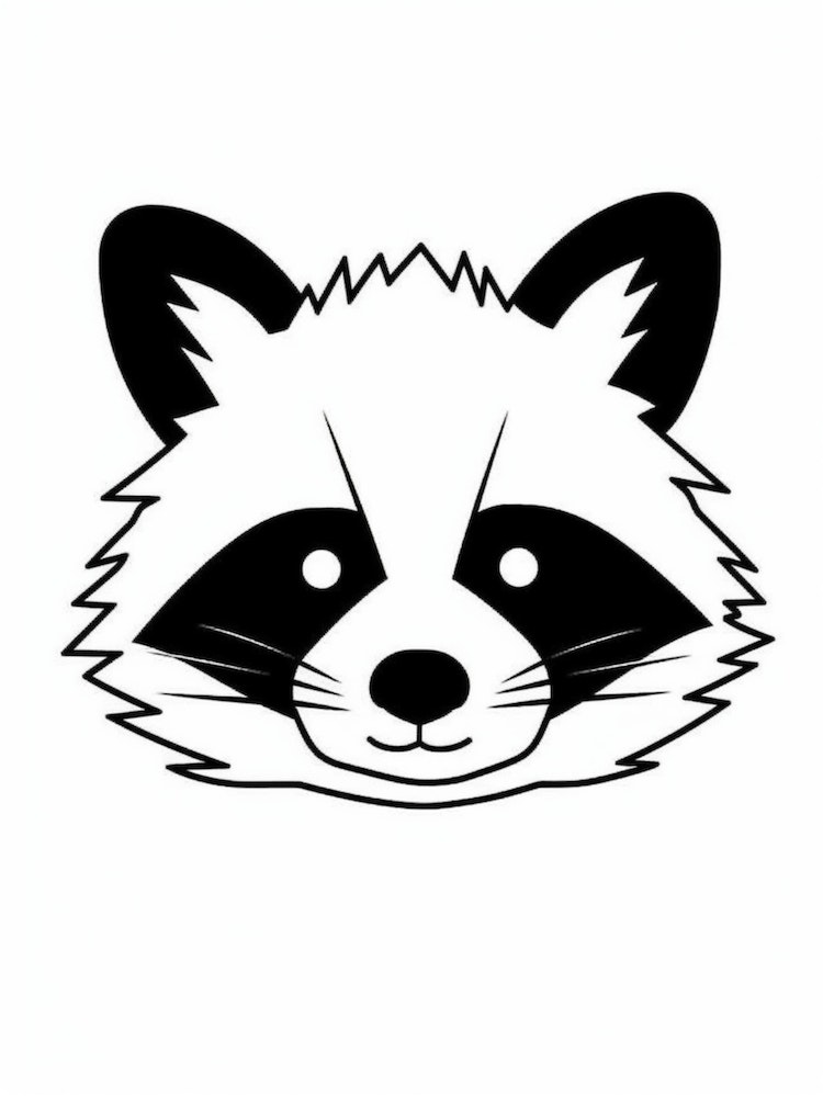 A minimalist line art piece of a cute racon art print by pawsome racon prints