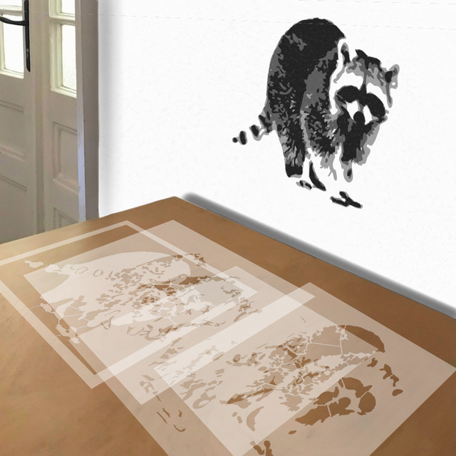 Raccoon stencil in layers