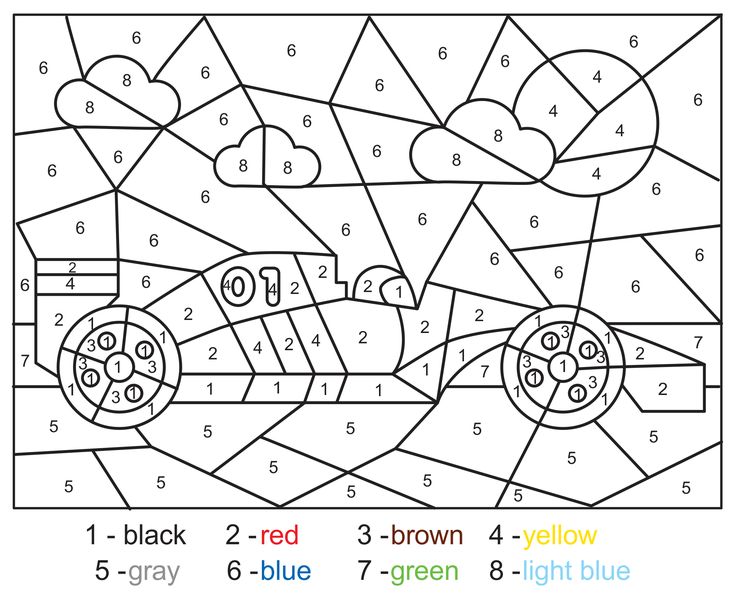 Best car color by number printables pdf for free at printablee math coloring cars coloring pages printable numbers