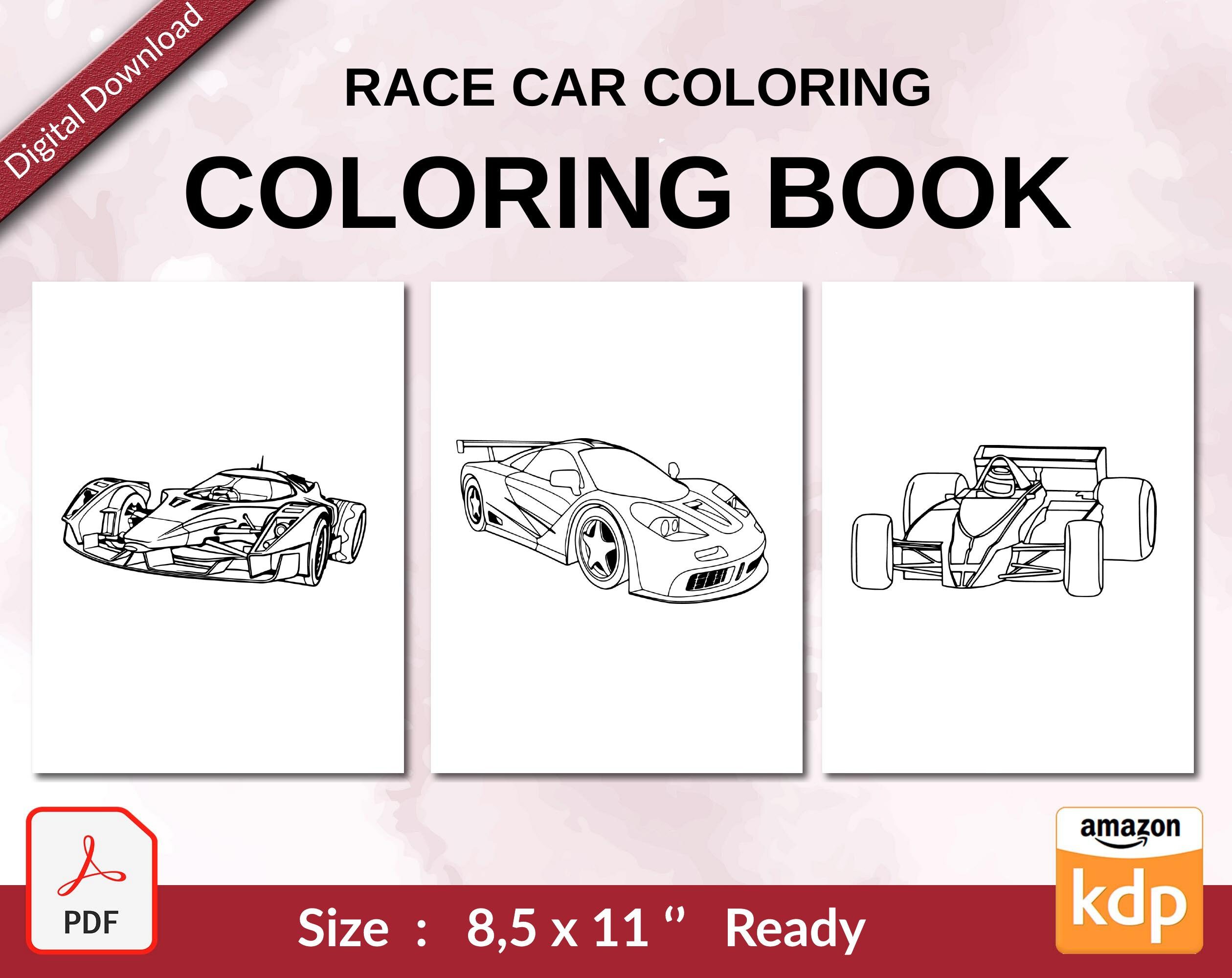 Racing car coloring book for kids x printable pdf file kids cute coloring pages for boys and girls ages