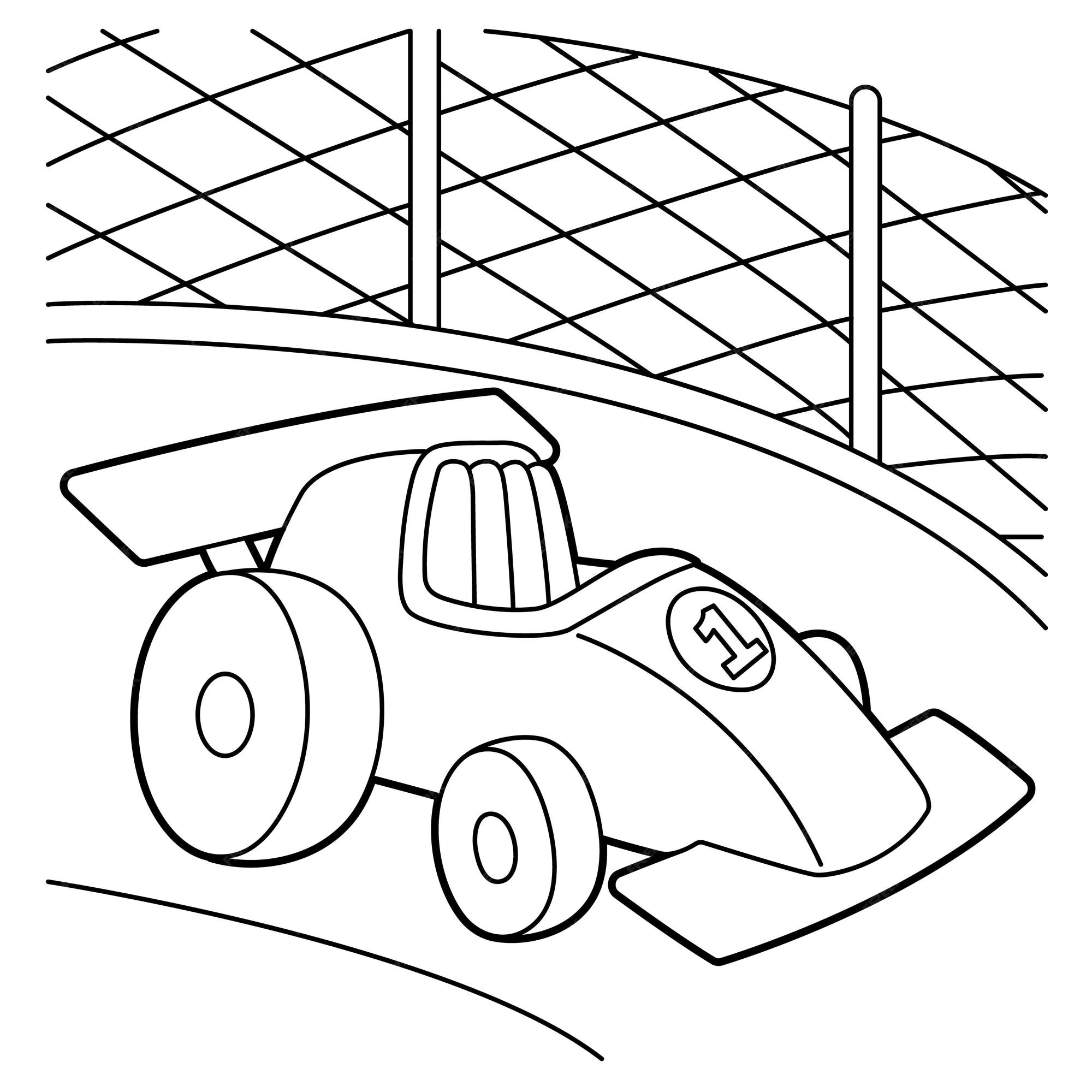 Premium vector racecar coloring page