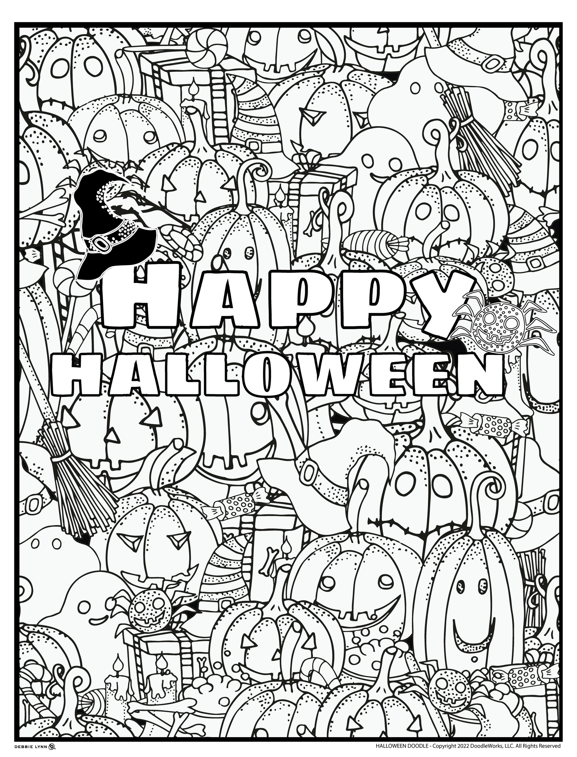 Halloween doddle personalized giant coloring poster x â debbie lynn