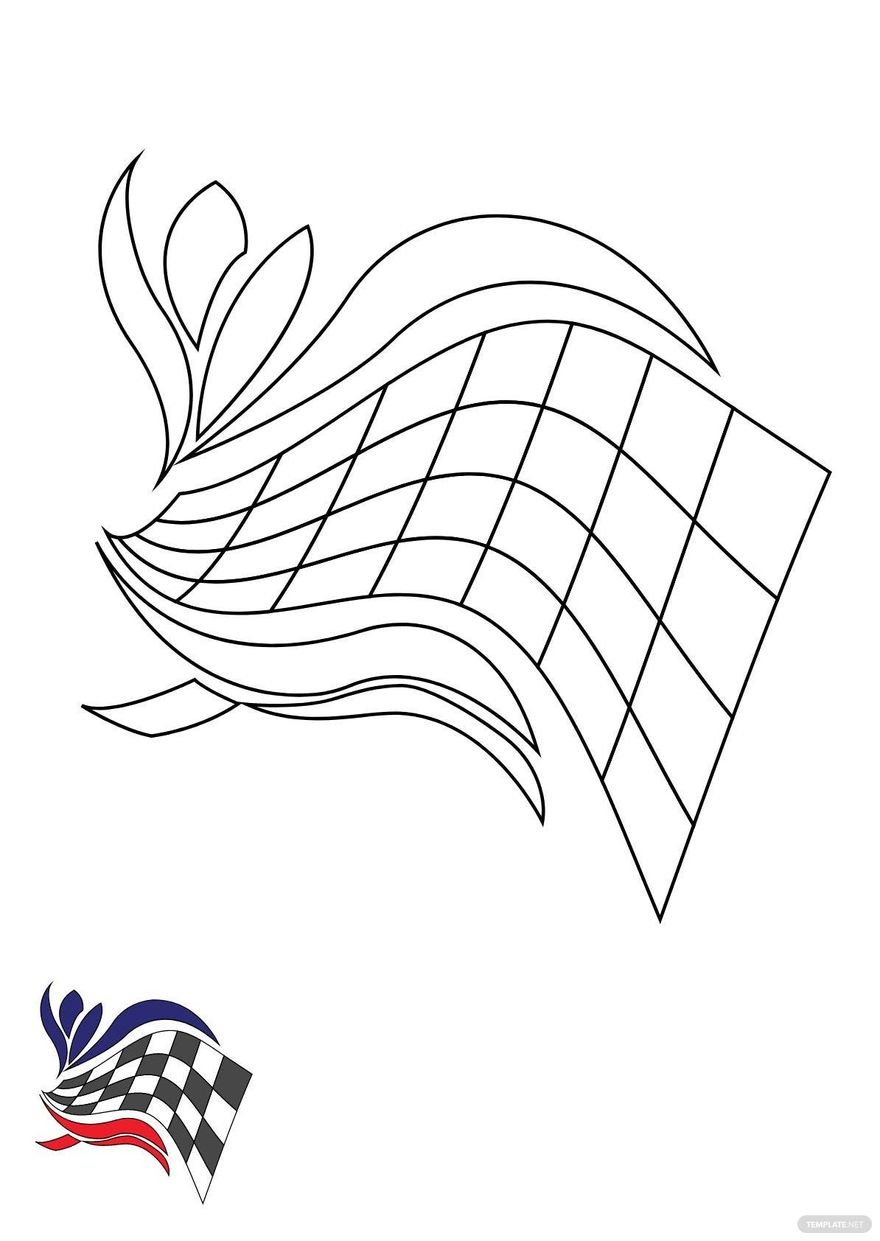 Free tribal checkered flag coloring page