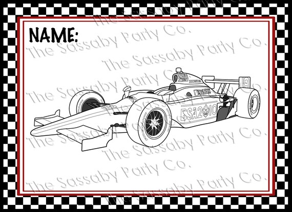 Racing car activity coloring sheetsplacemats instant download birthday party decorations decor grand prix race car formula one