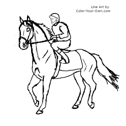 Walking racehorse coloring page