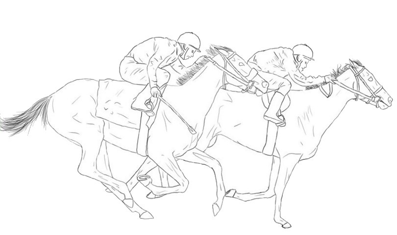 Art therapy coloring page horses horse