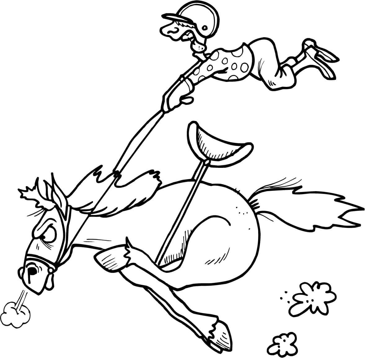 Funny race horse coloring page