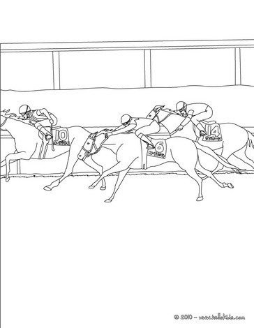 Horse race coloring pages