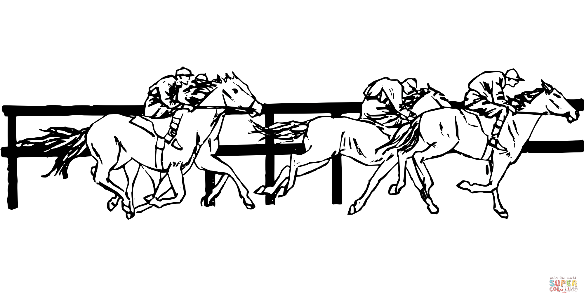 Vintage horse racing coloring page free printable coloring pages