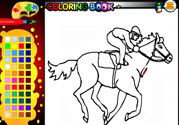 Race horse coloring facebook game for kidshorse games
