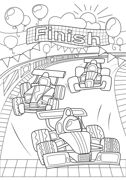Race cars coloring page black line vector illustration on white background speed car line art formula racing stock vector by davdeka