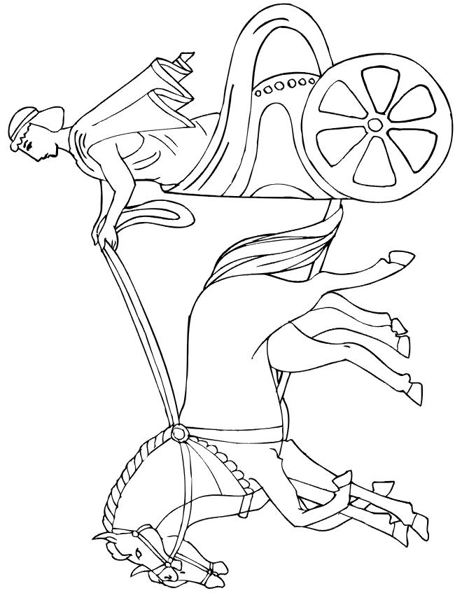 Horse and chariot coloring page ancient greek rider