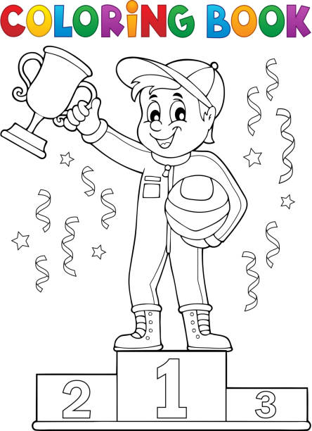 Coloring book car racer theme stock illustration