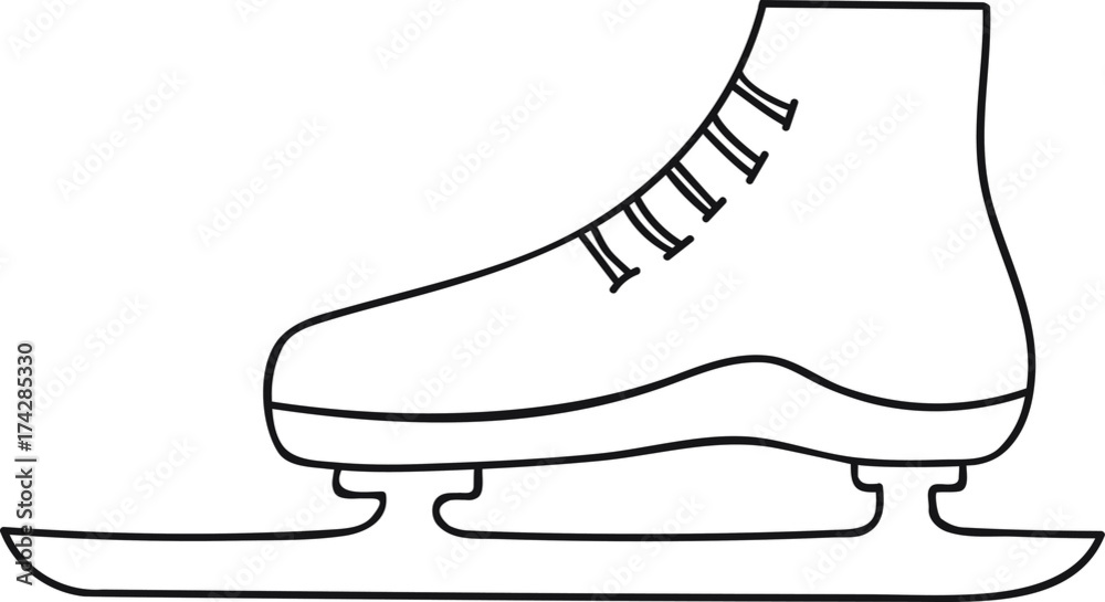 Hand drawn vector illustration racing skate winter sport ice coloring page template vector