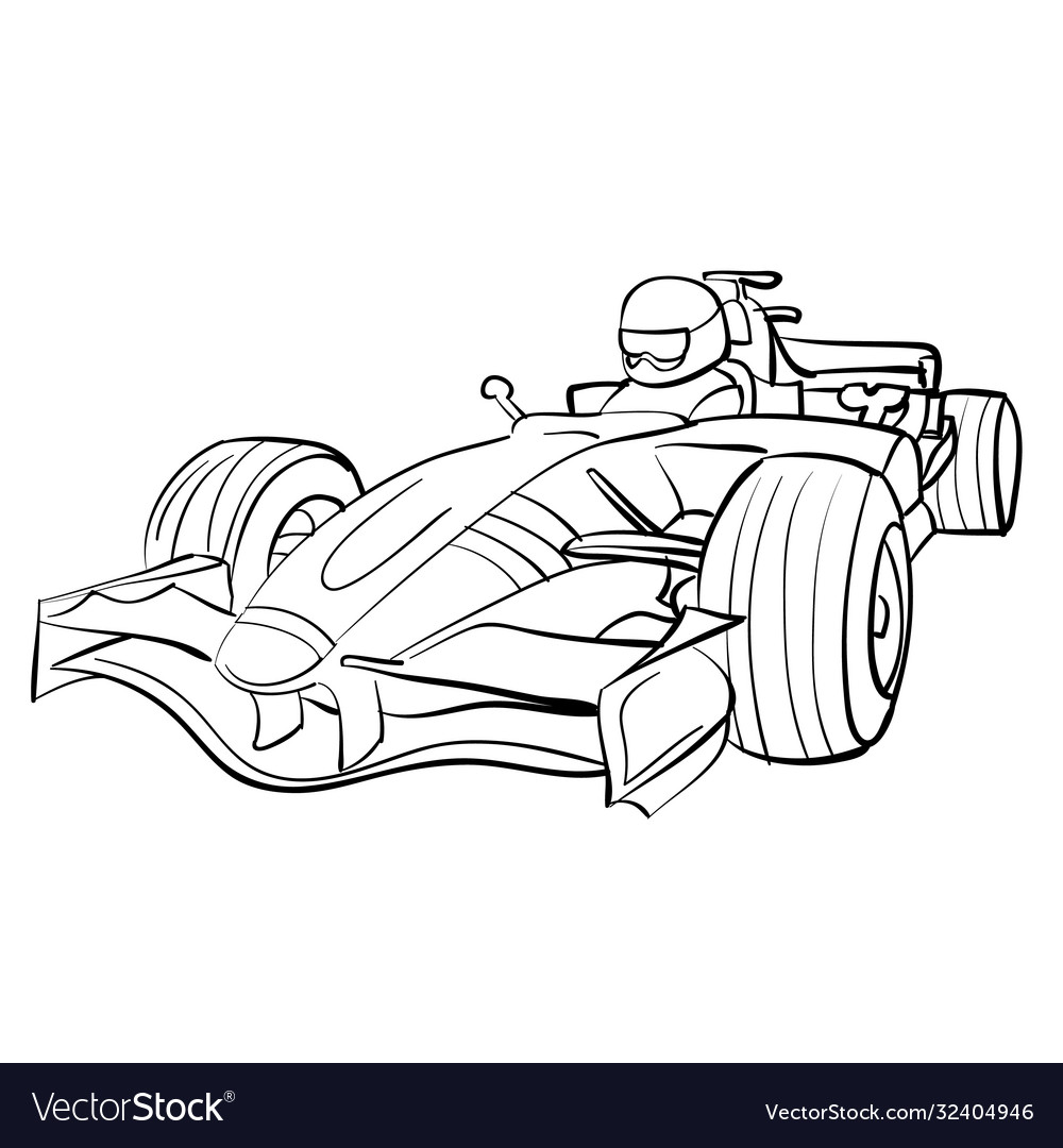 Racing car sketch ship coloring book isolated vector image