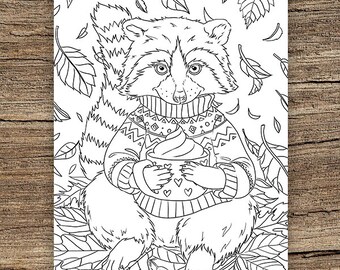 Raccoon printable adult coloring page from favoreads coloring book pages for adults and kids coloring sheets colouring designs