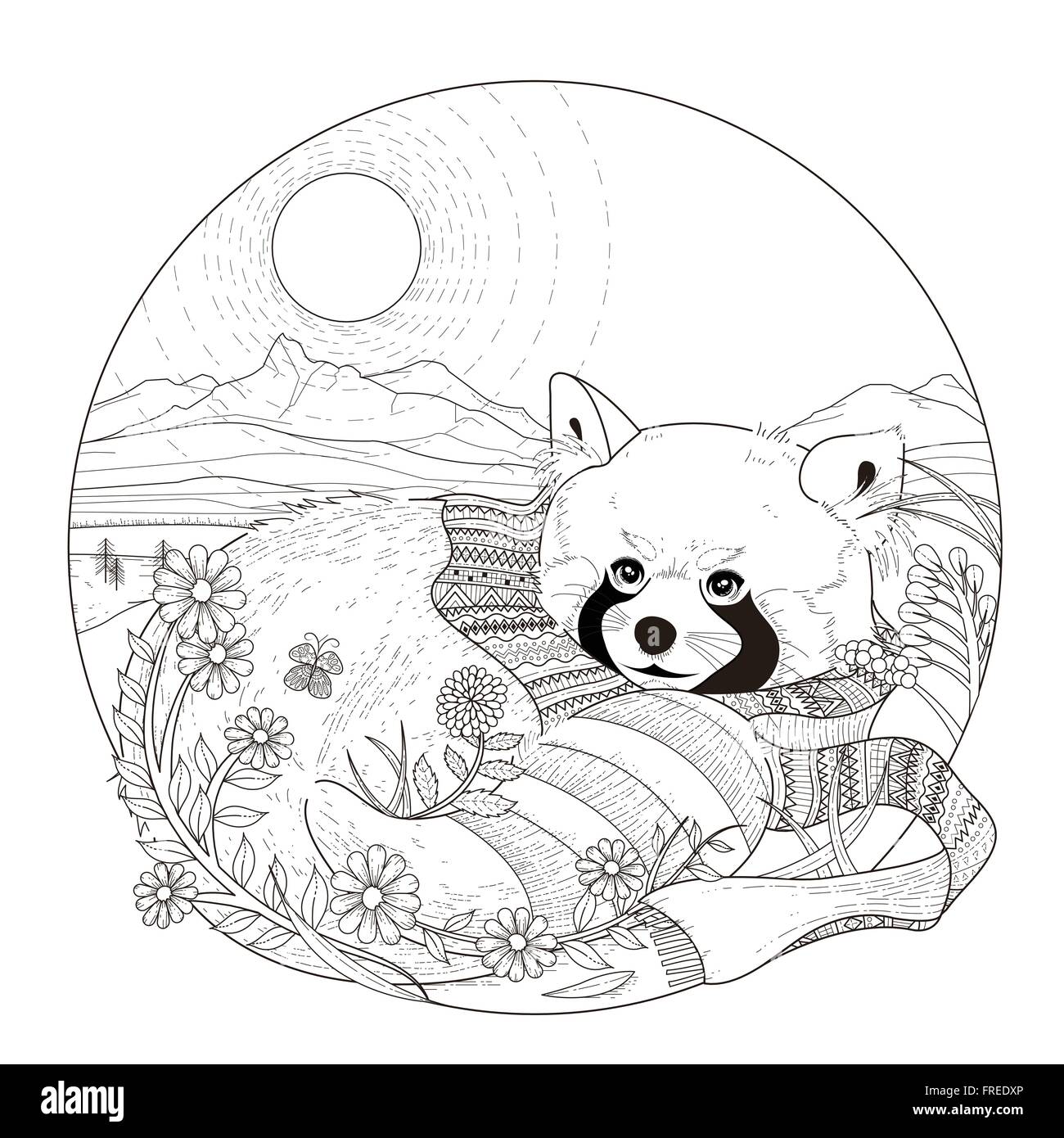 Lovely raccoon coloring page in exquisite style stock vector image art