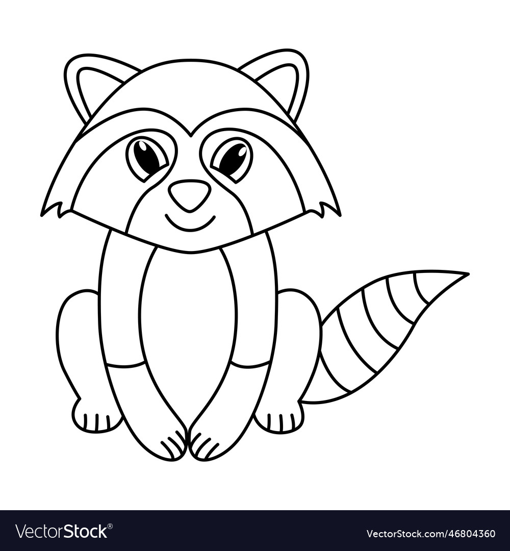 Cute racoon cartoon coloring page royalty free vector image