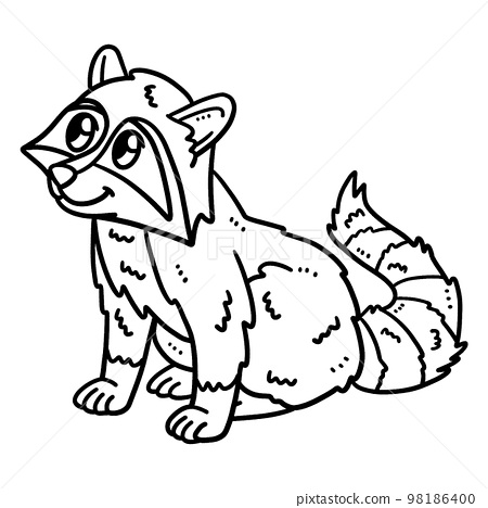 Baby racoon isolated coloring page for kids
