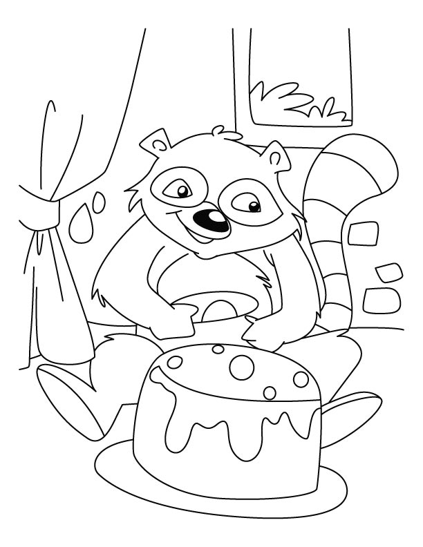 Raccoon celebrating his birthday coloring pages download free raccoon celebrating his birthday coloring pages for kids best coloring pages