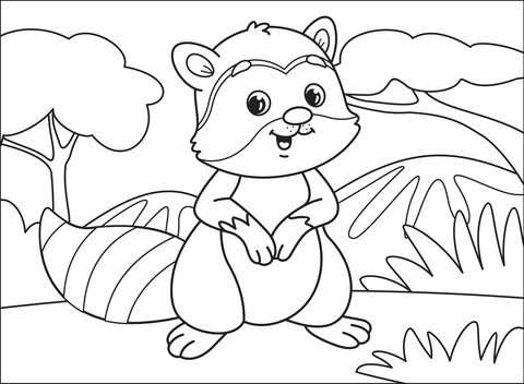 Raccoon coloring page free printable coloring pages