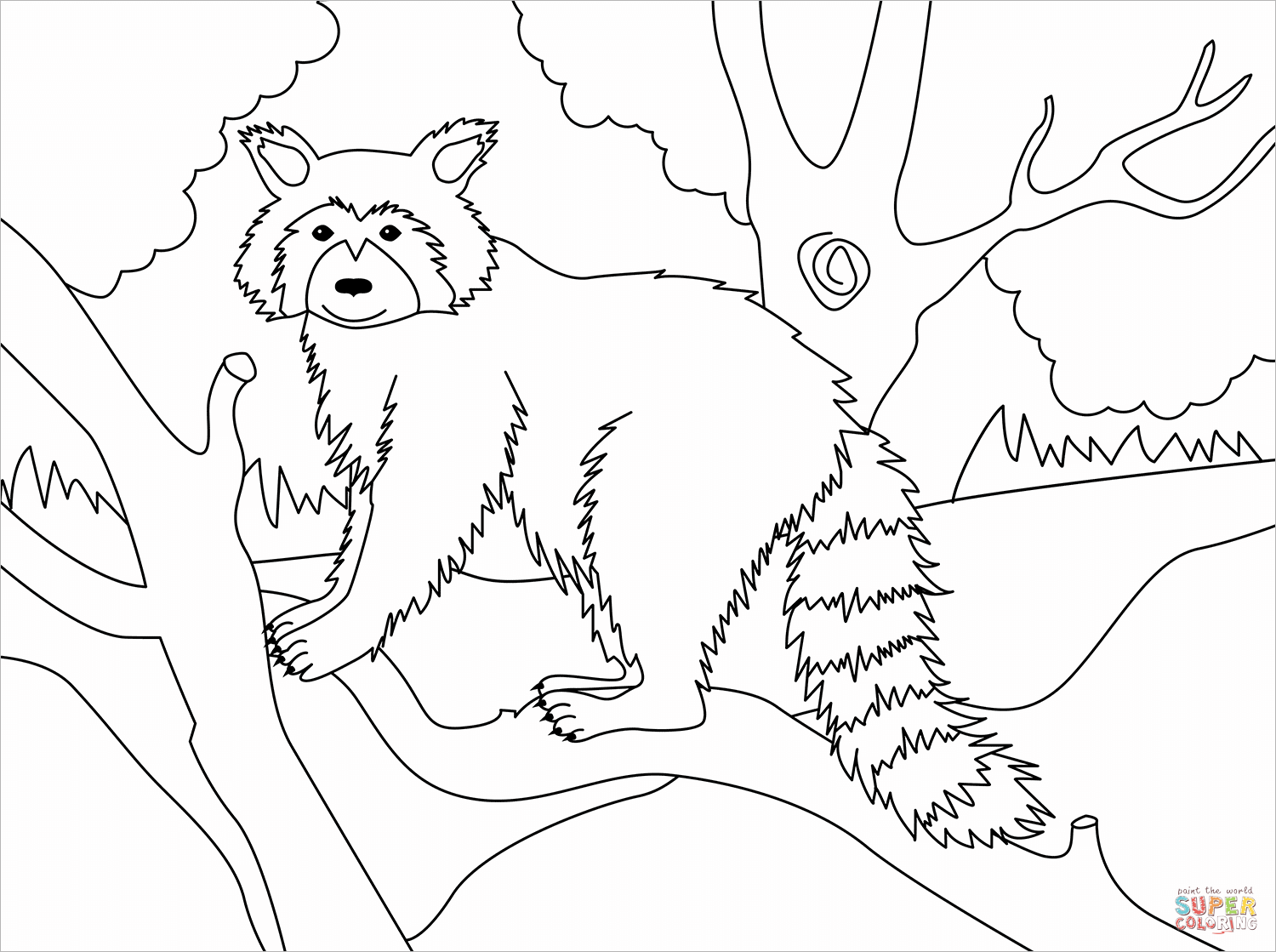 Racoon coloring page free printable coloring pages