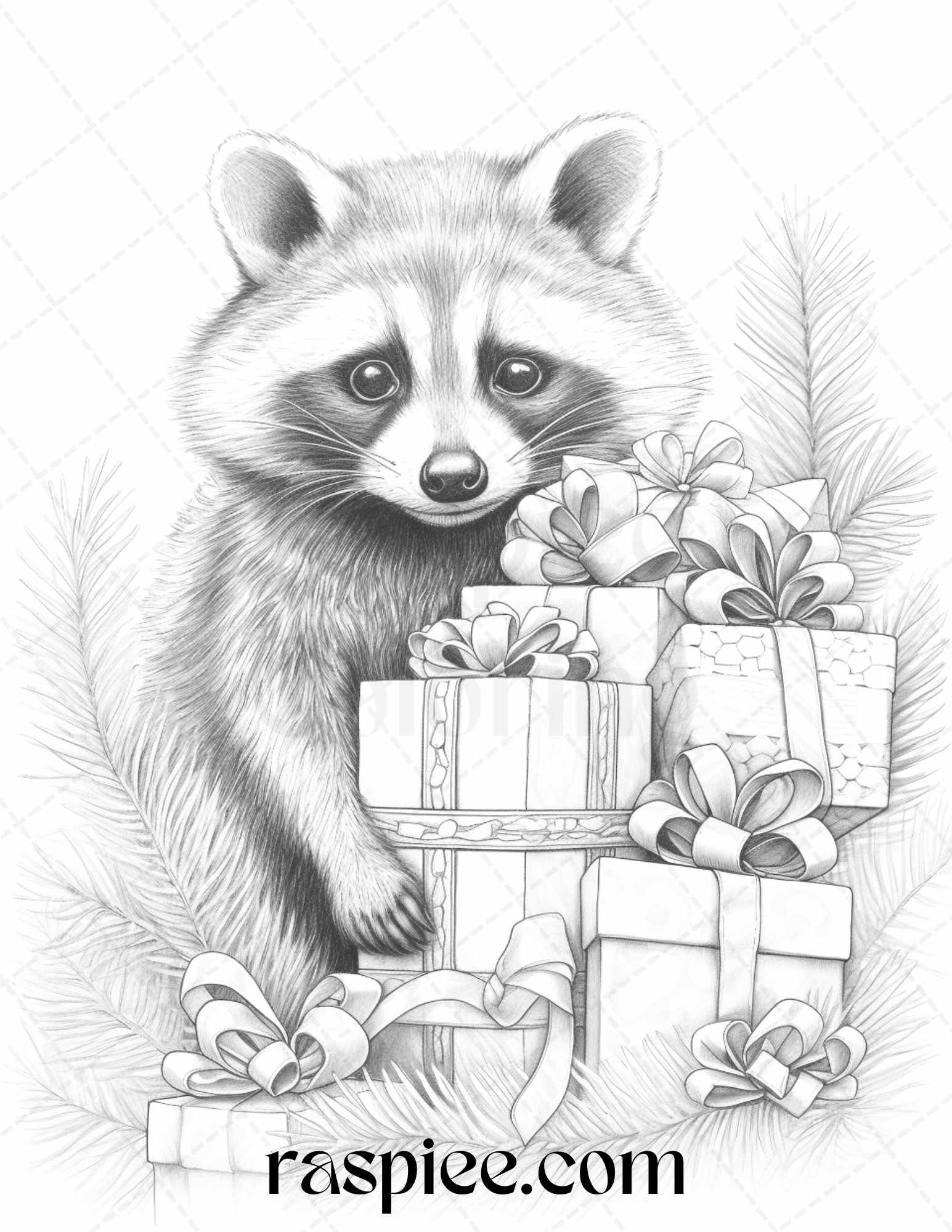 Christmas animals grayscale coloring pages printable for adults pd â coloring