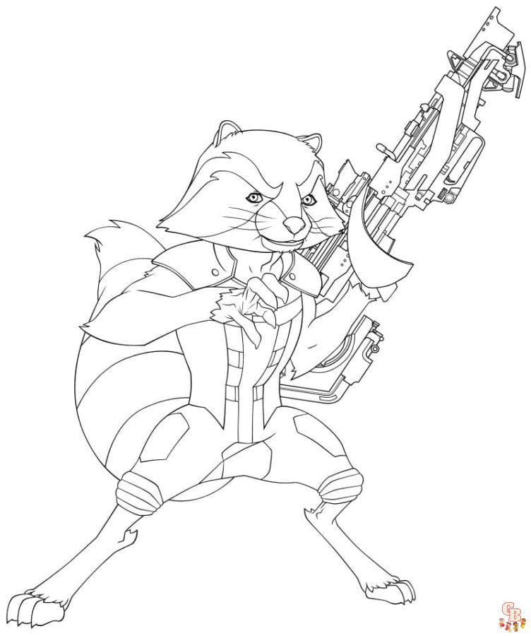 Rocket raccoon coloring pages