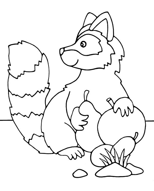 Simple raccoon coloring page to print
