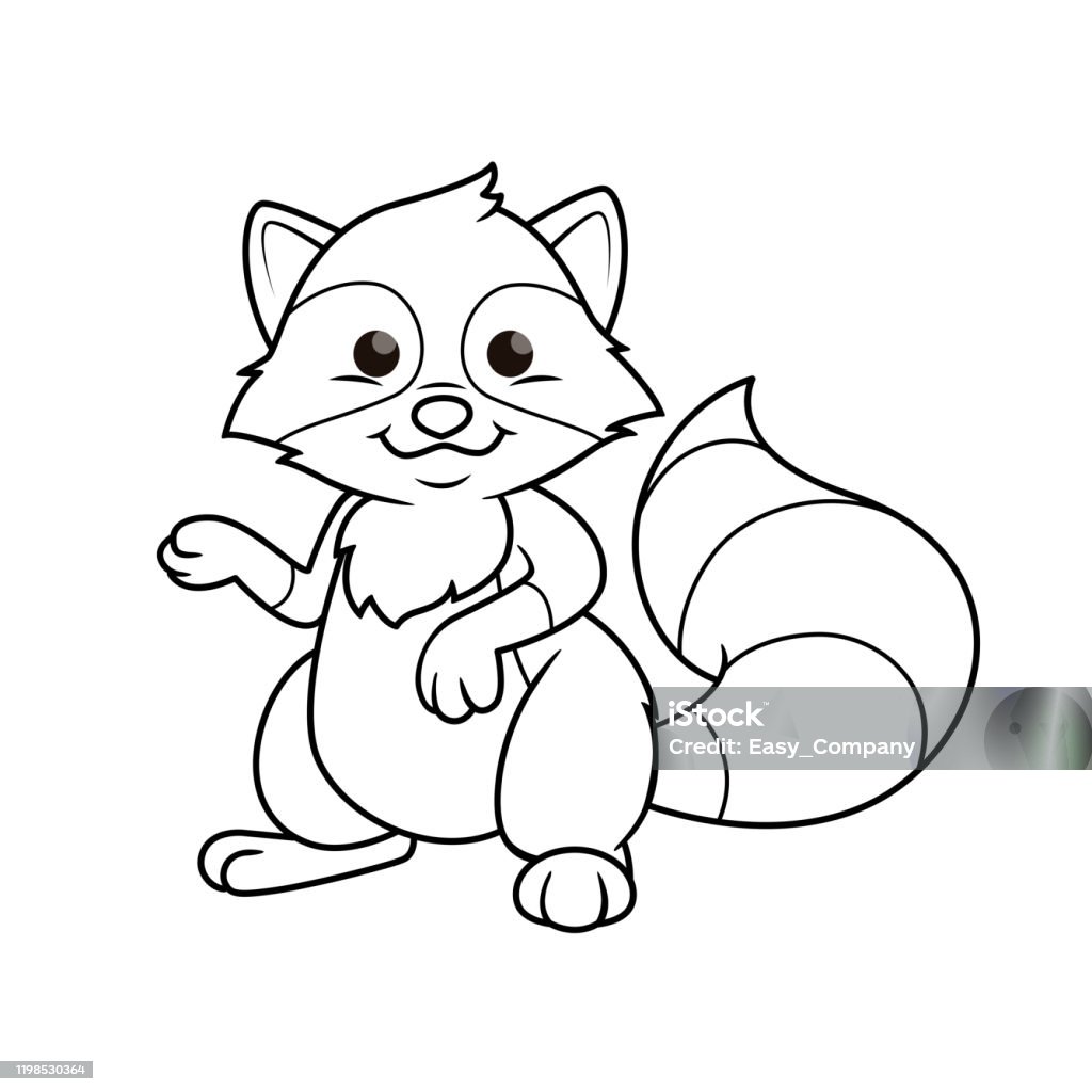 Vector illustration of raccoon isolated on white background for kids coloring book stock illustration